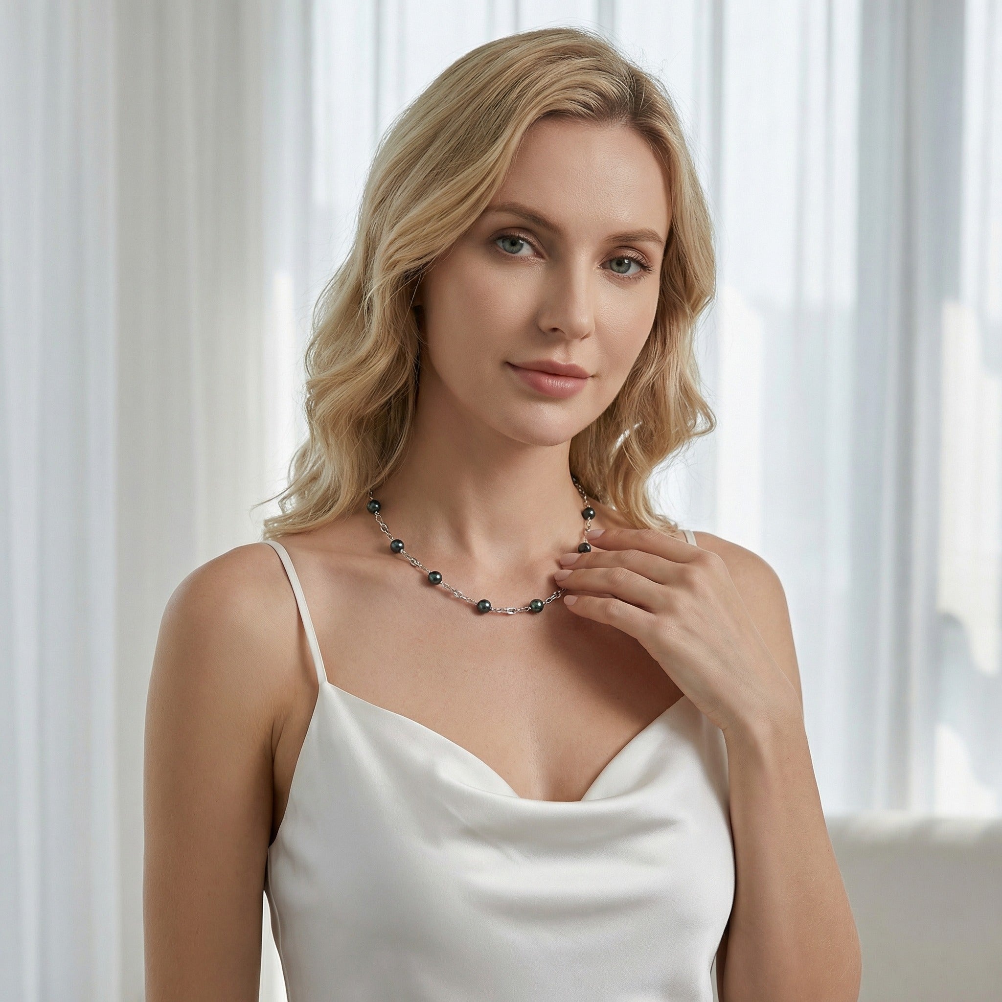 S925 Silver Tahitian & Pig Nose Sea Water Pearl Necklace