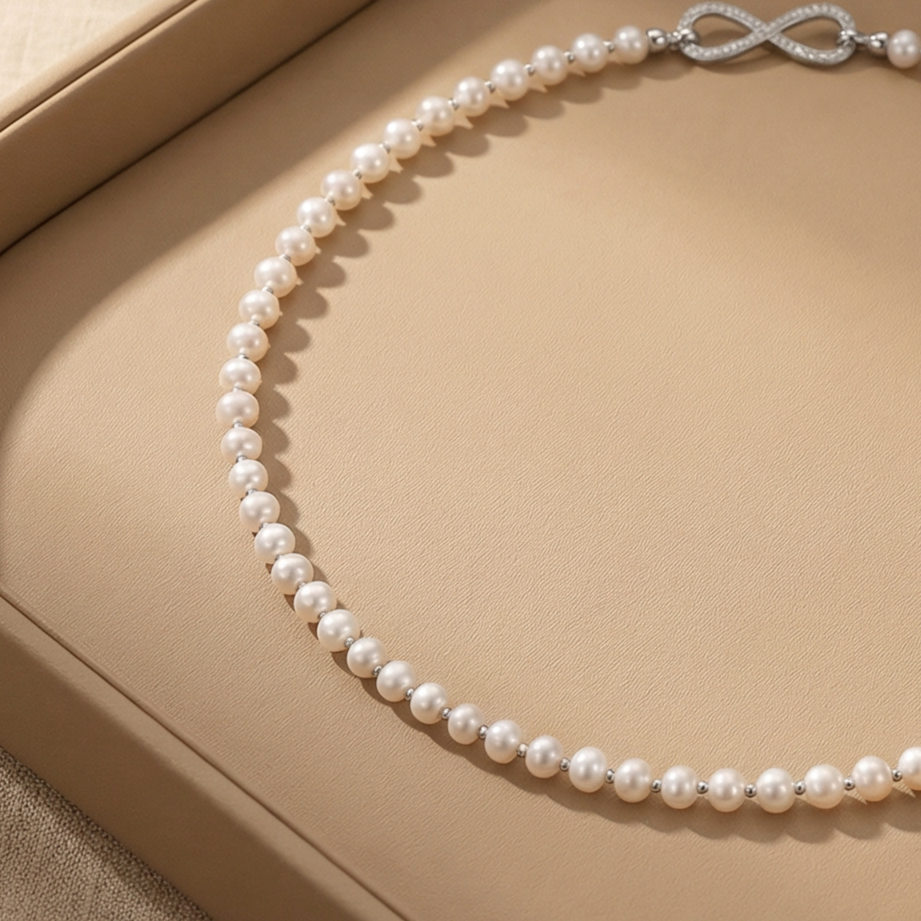 The Flow of Metal: Alloy Freshwater Pearl Multi-Wear Sweater Chain