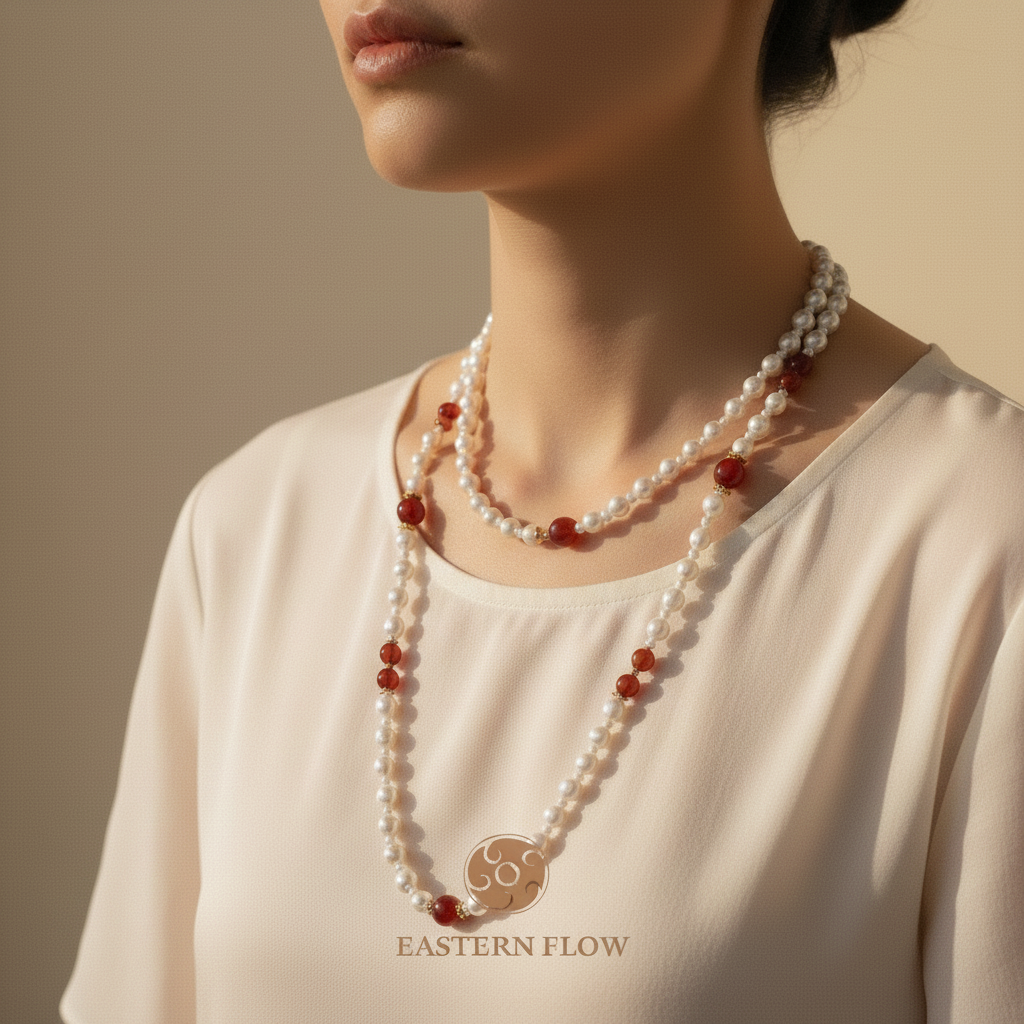 The FLow of Fire: Natural Freshwater Pearl Necklace & Bracelet Set